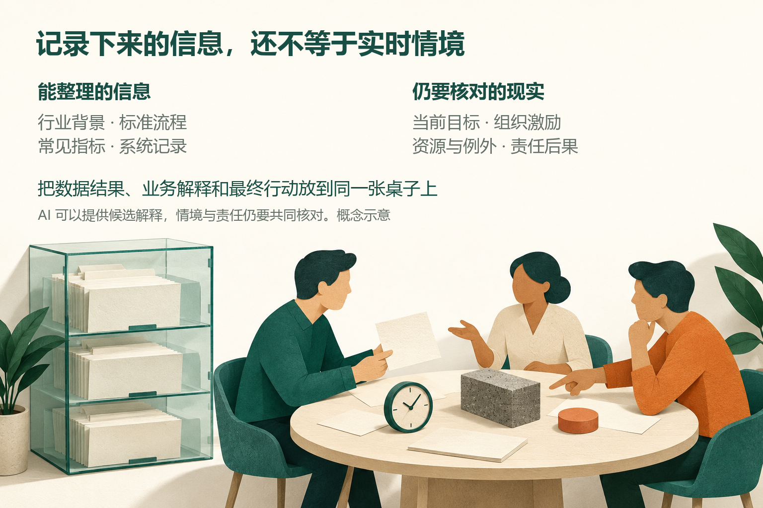 图2：接入记录不等于自动理解实时情境；分析师、业务方与决策者仍需共同核对例外和责任。